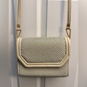 Vintage Whiting And Davis White Metal Mesh Leather Purse